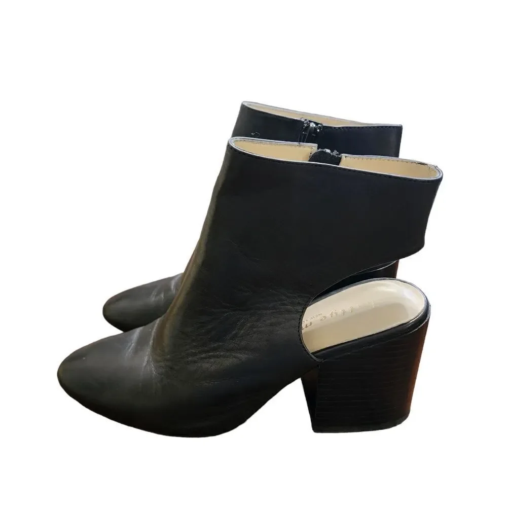 Bettye Muller Nominee black leather back cut out ankle booties 7.5